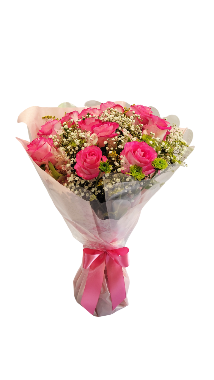RAMALHETE 12 FLORES TONS DE ROSA
